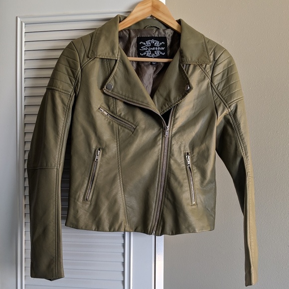 Shinestar Jackets & Blazers - Shinestar Faux Leather Moto Bomber Jacket